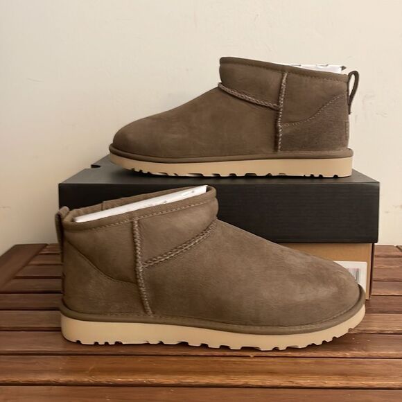 UGG Classic Ultra Mini Booties Hickory Men Size 8 Women Size 9 - Picture 3 of 12